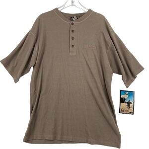 Bad Boy Henley Shirt Men's Size M Ribbed Knit 100% Cotton Short Sleeve Brown